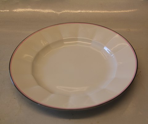 8550-1536 Frokosttallerken 22 cm (621) 
 Palace (Palads) Kongelig Dansk Kantet Porcelæn med sort & pink/rød linjer