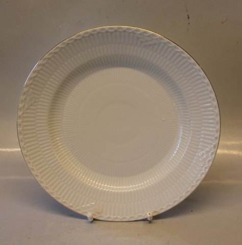 1275-571 Middagstallerken 25.5 cm
 Tradition hvidt halvblonde med guldkant