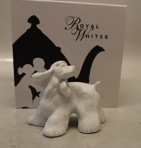 0040 Kgl. Amerikansk Cocker Spaniel 9 cm (2670040) Pia Langelund, Hvid Royal Whites Kongelig Dansk porcelæn
