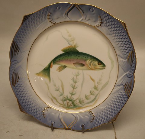 1212-3002 Fisketallerken 24 cm Salmo Trutta (Ørred) Kongelig Dansk Blå Fiskestel # 19