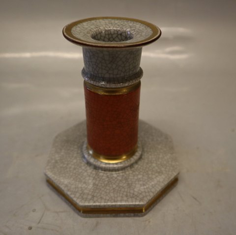 212-3303 Kgl. Lysestage med gråt, orange og guld 10,5 cm Kongelig Dansk  
Craquelé, Craquele